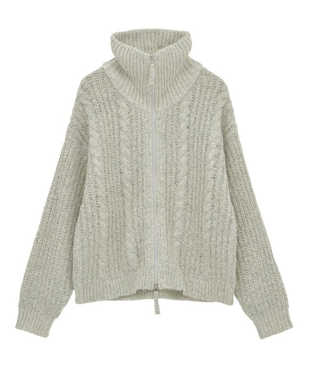 Green Parks 衿付きケーブルｚｉｐカーディガン Light Beige