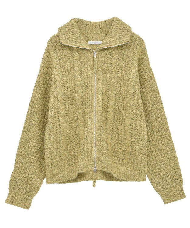Green Parks 衿付きケーブルｚｉｐカーディガン Blue
