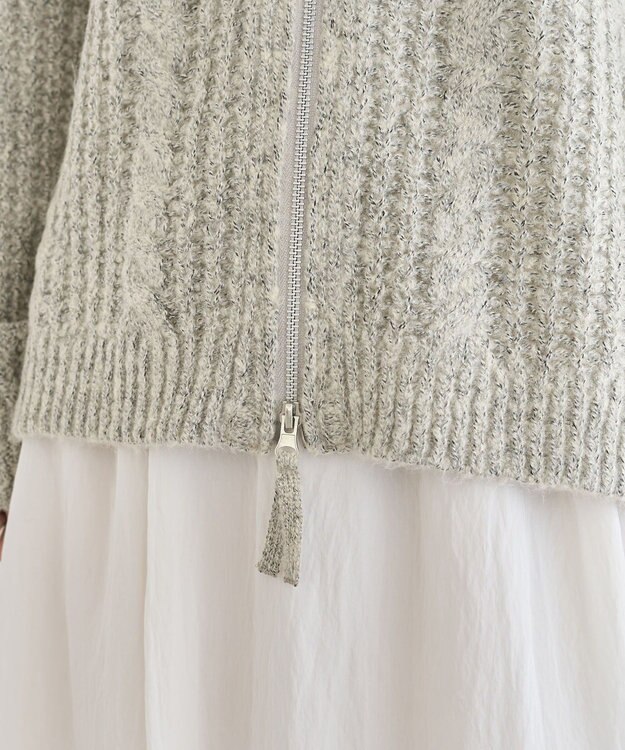 Green Parks 衿付きケーブルｚｉｐカーディガン Light Beige