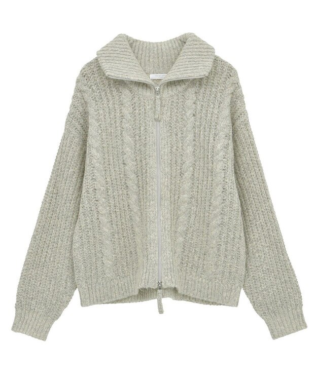 Green Parks 衿付きケーブルｚｉｐカーディガン Light Beige