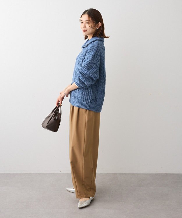 Green Parks 衿付きケーブルｚｉｐカーディガン Blue