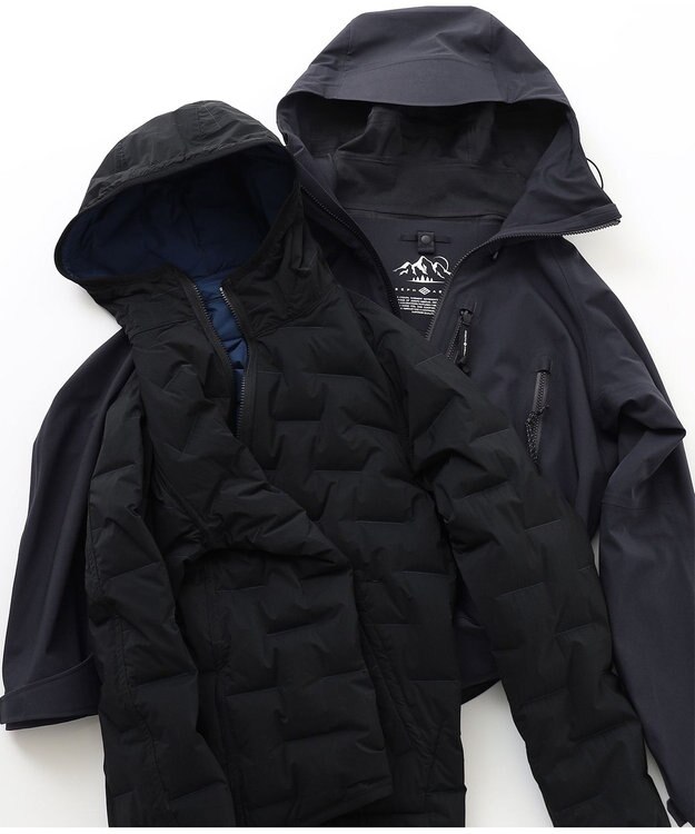 JOSEPH ABBOUD MOUNTAIN 【ストレッチ/撥水/防水素材/イタリア素材/ライナードッキング対応】マウンテンシェル パーカー ネイビー系