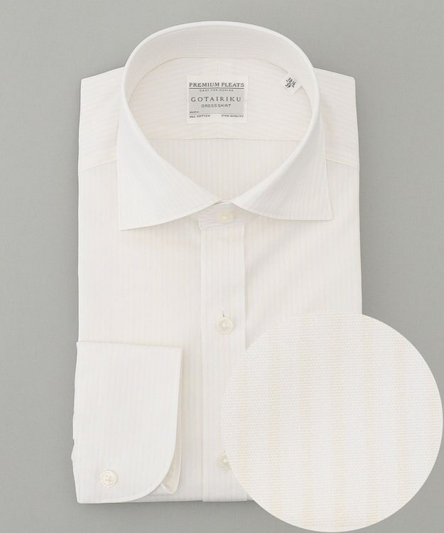 GOTAIRIKU 【形態安定】PREMIUMPLEATS_ワイドスプレッド 通年ドレスシャツ アイボリー系1
