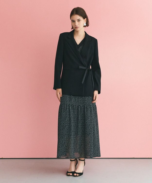 GRACE CONTINENTAL サテンボウ付テーラードジャケット ブラック