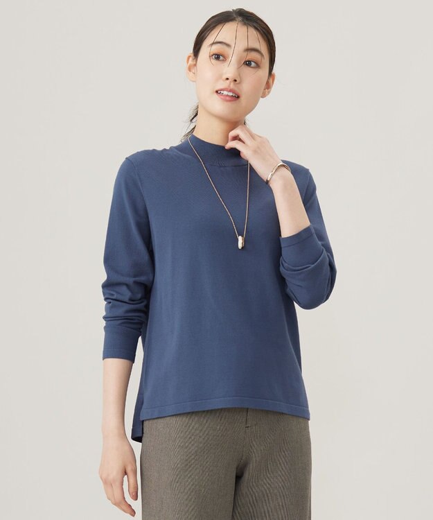 J.PRESS LADIES L 【洗える】PRINCE ハイネック ニット ブルーグレー系