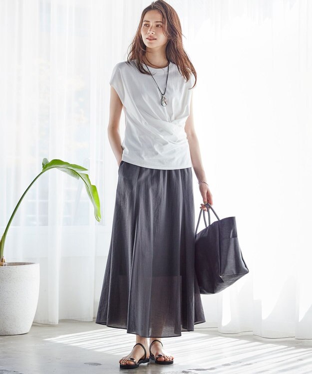 23区 【SLOW/一部店舗限定】MVSコットン カシュクールデザイン Tシャツ ホワイト系