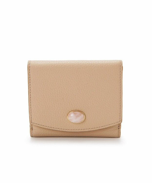 TOPKAPI 【TOPKAPI】gemdrops ジェムドロップ ミニエンボスレザー 天然石 二つ折り 財布 ピンクベージュ