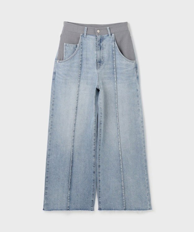 GRACE CONTINENTAL コンビデニムワイドパンツ グレー