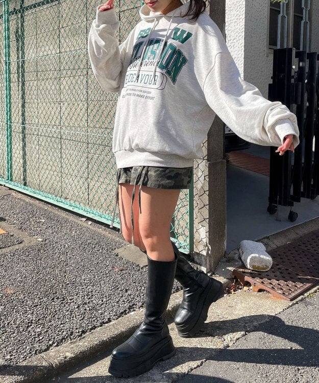 WEGO ロゴビッグプルパーカー ライトグレー