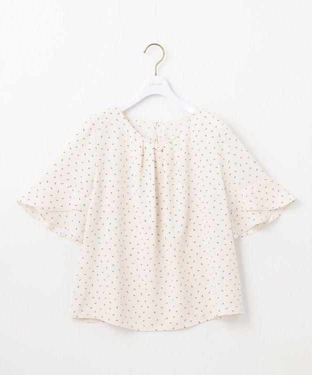 ANY SIS L 【洗える】ラッフルフレアビジュー ブラウス アイボリーベース