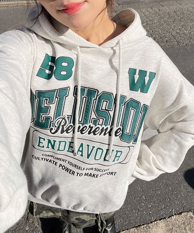 WEGO ロゴビッグプルパーカー ライトグレー