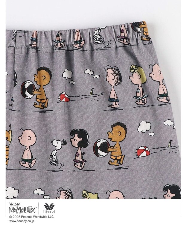 WACOAL PEANUTS パジャマ 5分袖 半袖 8分丈 綿100%(本体) スヌーピー レディース FDT167 /ワコール グレー