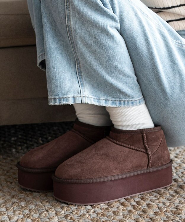 WEGO 【25年秋冬新作/あったかブーツ】厚底ムートンタッチブーツ