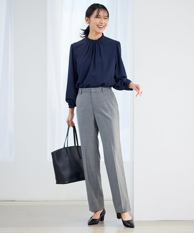 23区 【セットアップ対応】ファインネスウール フルレングス  パンツ グレー系ストライプ