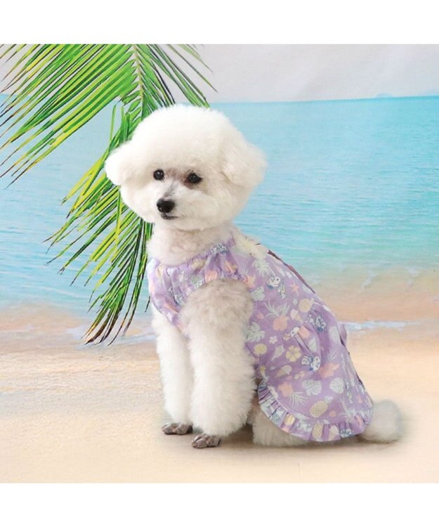PET PARADISE スヌーピー 接触冷感 背中開き リゾートワンピース 小型犬 パープル