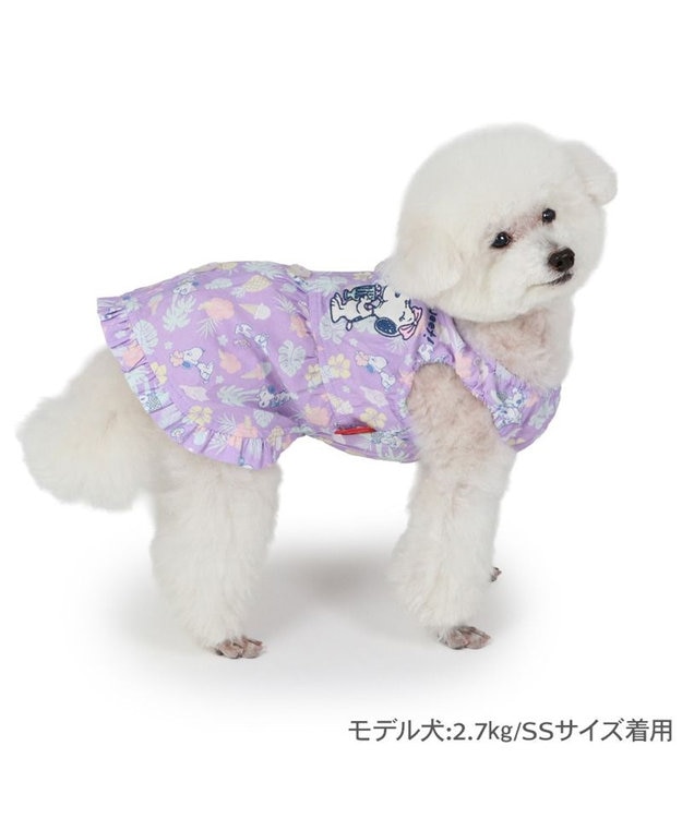 PET PARADISE スヌーピー 接触冷感 背中開き リゾートワンピース 小型犬 パープル