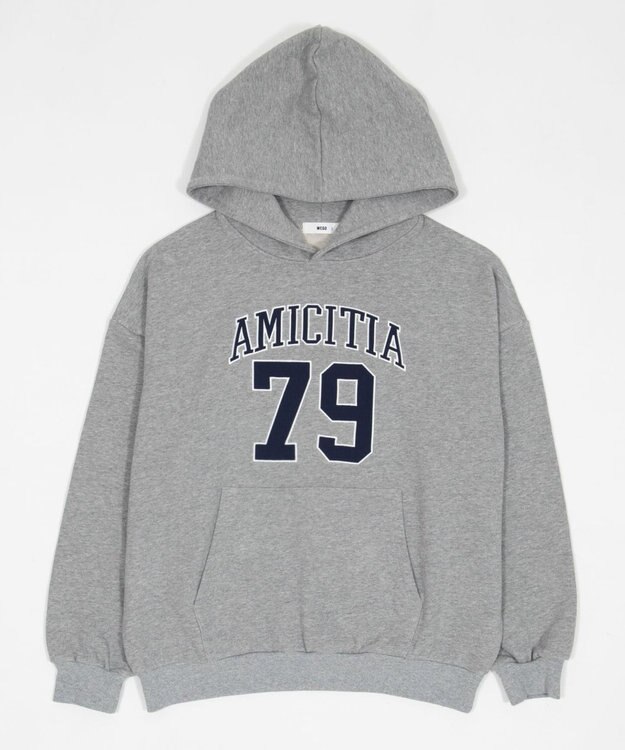 WEGO グラフィックビッグプルパーカー 杢グレー