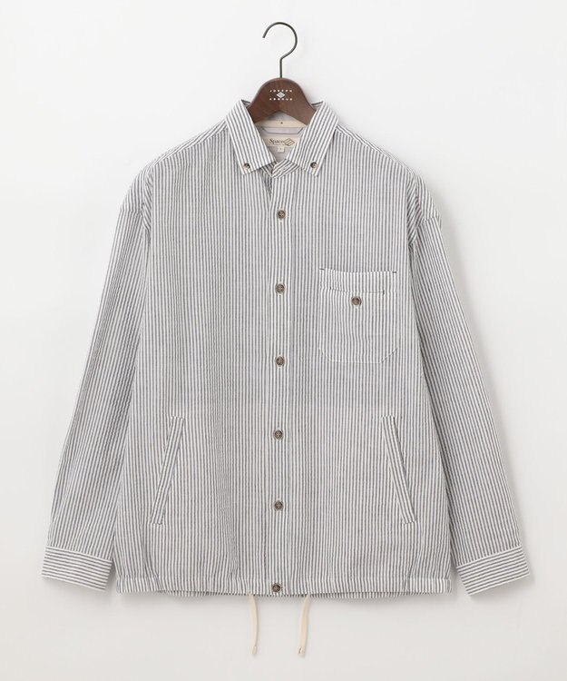 JOSEPH ABBOUD MOUNTAIN 【SPACE／UNISEX】オーガニックコットンリネンドライサッカー シャツ ネイビー系1