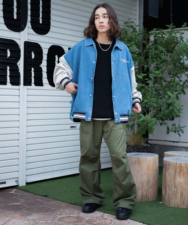 WEGO ヴィンテージスタジャン デニム淡色