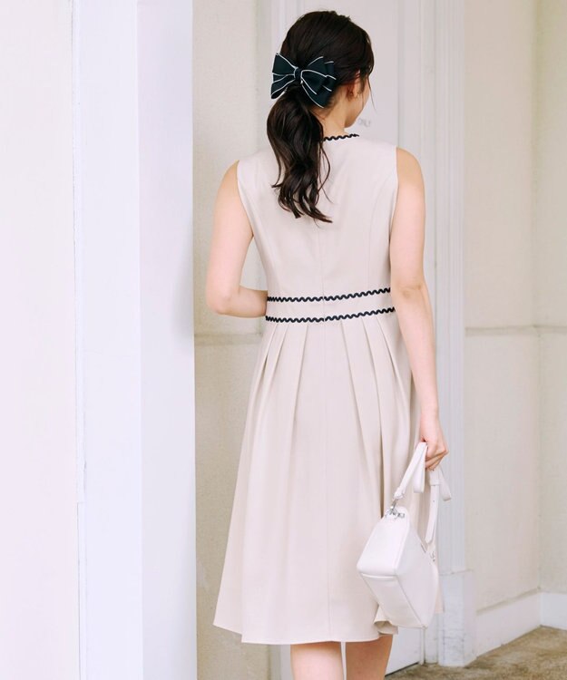 Tiaclasse 【洗える】配色スカラップレースワンピース アイボリー