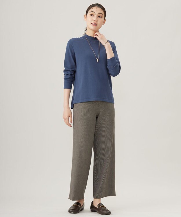 J.PRESS LADIES L 【洗える】PRINCE ハイネック ニット ブルーグレー系