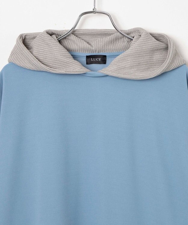 WEGO フェイクレイヤードフードT（S） ブルー