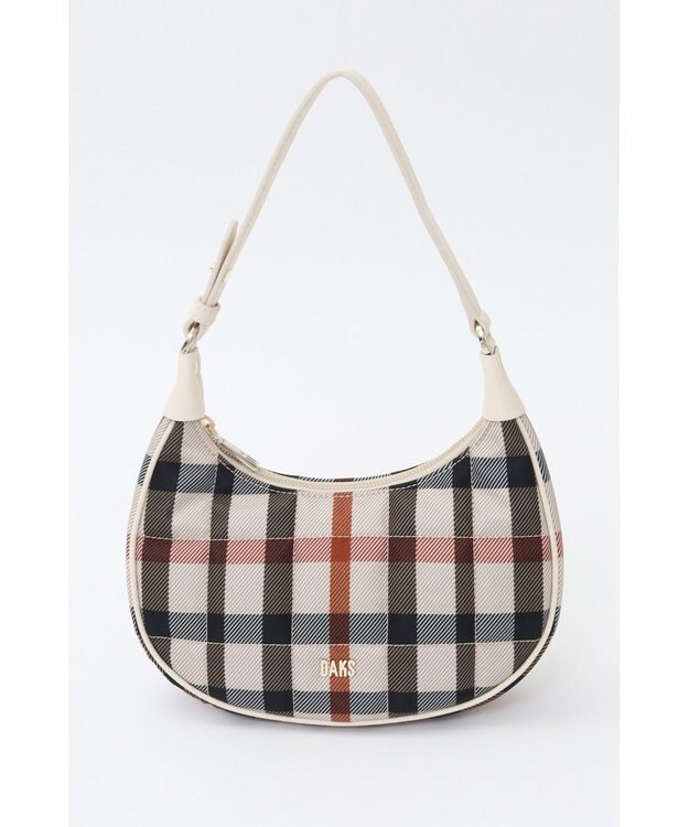 DAKS MABELハウスチェックハーフムーンハンドバッグ ベージュ