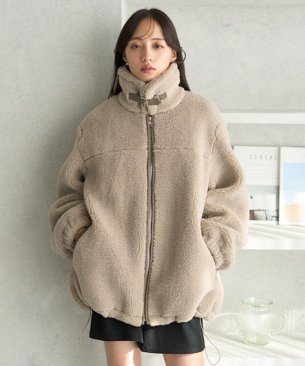 earth music&ecology ボアルーズブルゾン グレーベージュ