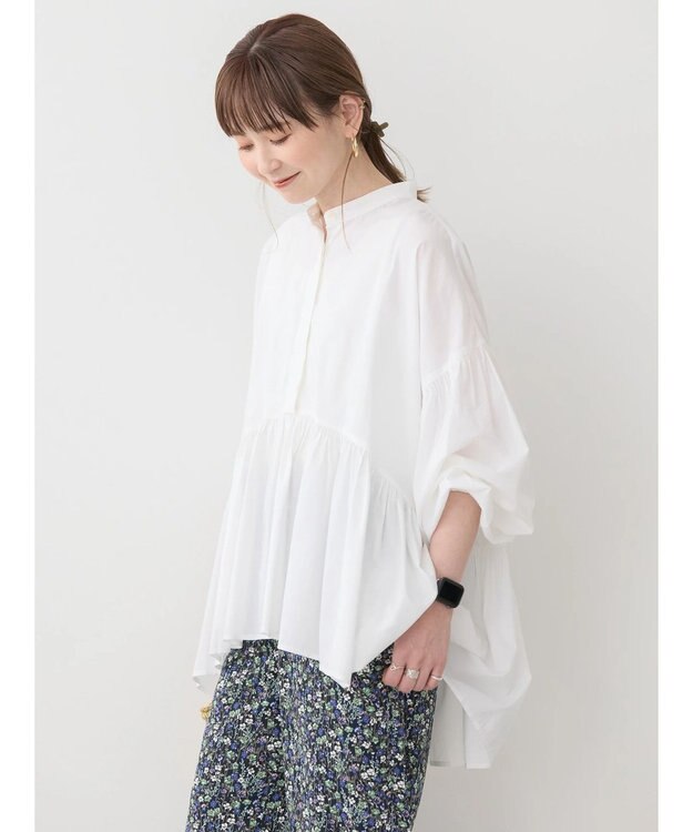 AMERICAN HOLIC サラックール／ＵＶカットティアードブラウス Off White