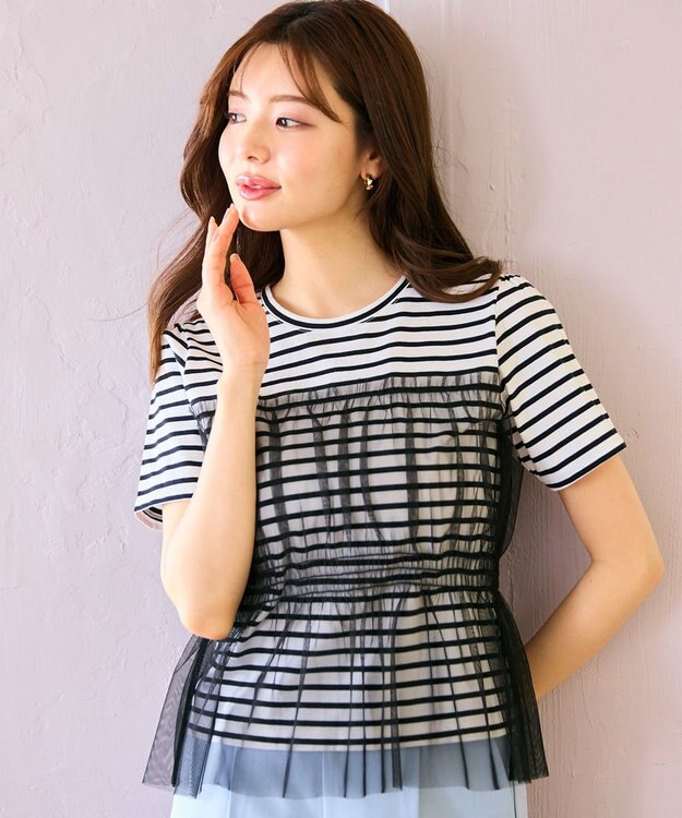 Feroux チュールコンビカットソー ホワイト系1