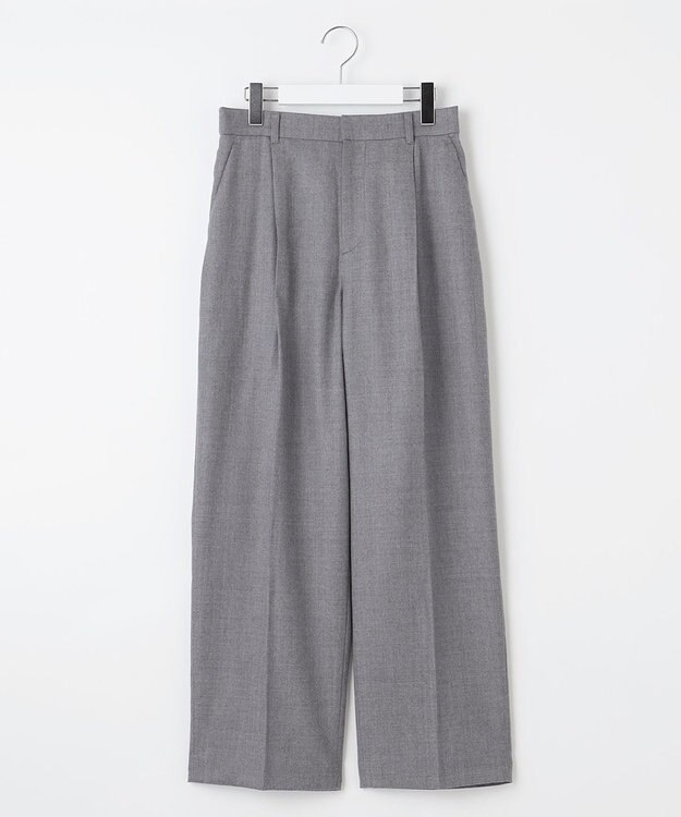 自由区 【洗える】ウォッシャブルウールサキソニーワイド パンツ TOPグレー