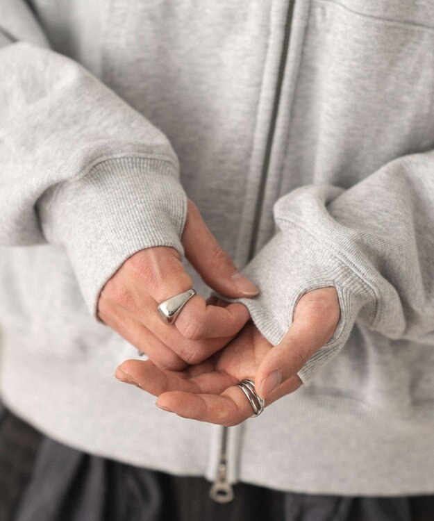 WEGO ショートZIPパーカー 杢グレー