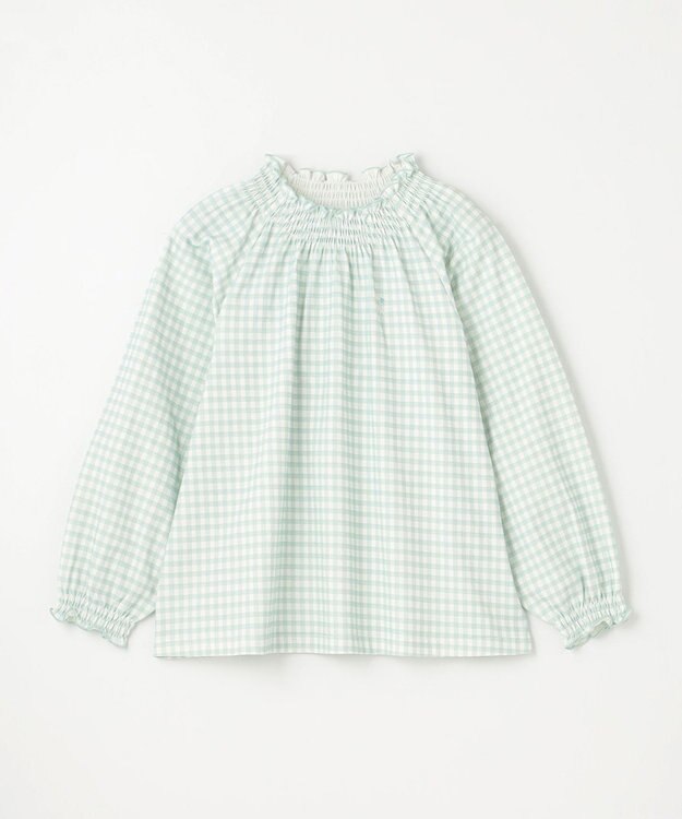 組曲 KIDS 【110-140㎝】シャーリングチェック トップス ミント系5