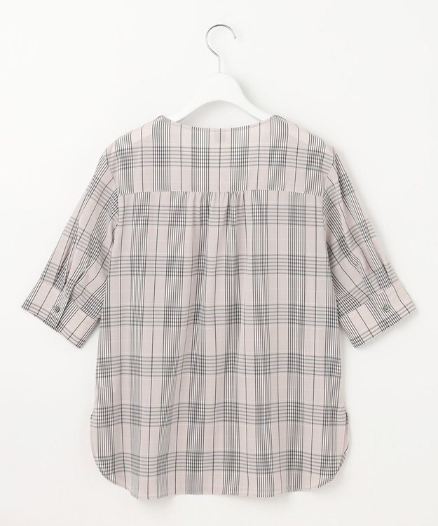 J.PRESS LADIES 【洗える】ドライタッチドビーチェック ブラウス ライトグレー系3