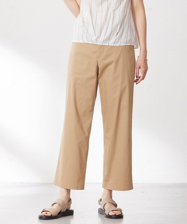 J.PRESS LADIES 【洗える】Vanyストレッチツイル セミワイド パンツ キャメル系