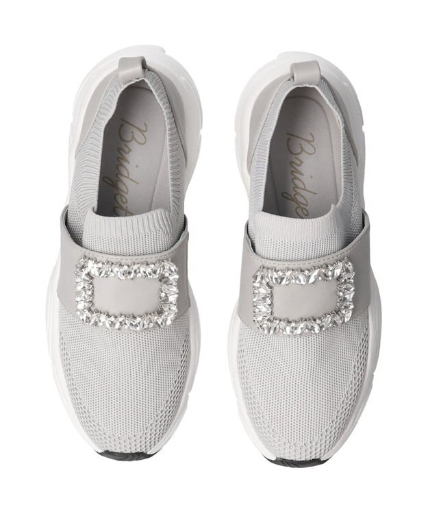 Bridget Birkin 【Bridget Birkin】ビジューバックルニットスニーカー ライトグレー