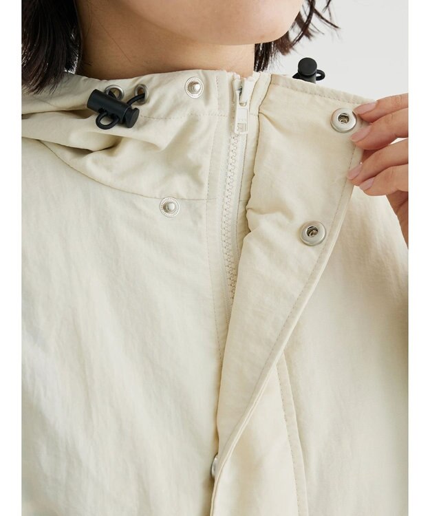 Green Parks フーデットロングコート Ecru