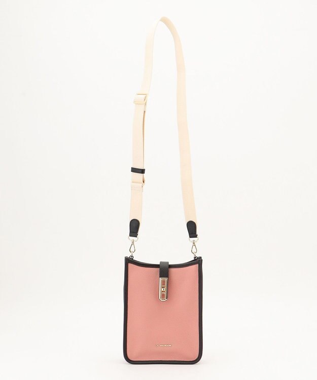 LA BAGAGERIE スクエアレザーミニショルダーバッグ ピンク