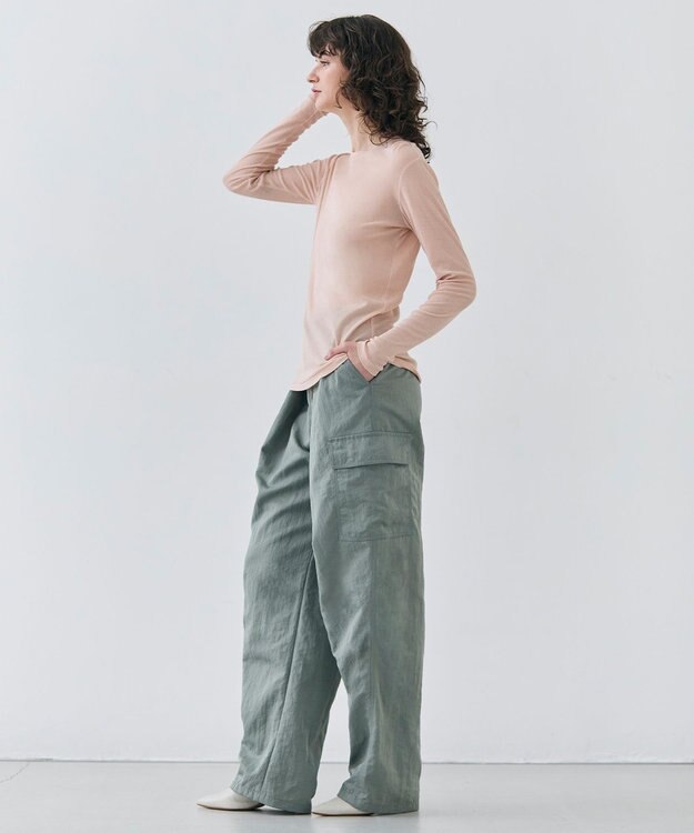 BEIGE， 【洗える】SORE / コットンシアークルーネックカットソー Nude