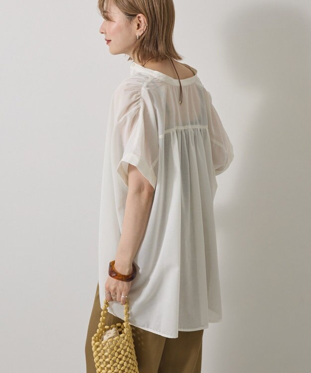 AMERICAN HOLIC イージーケア 接触冷感フレンチスリーブギャザーシャツ Ivory