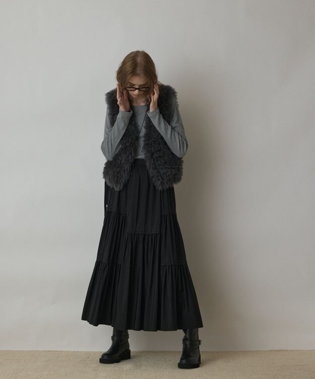 GRACE CONTINENTAL ティアードロングスカート ブラック