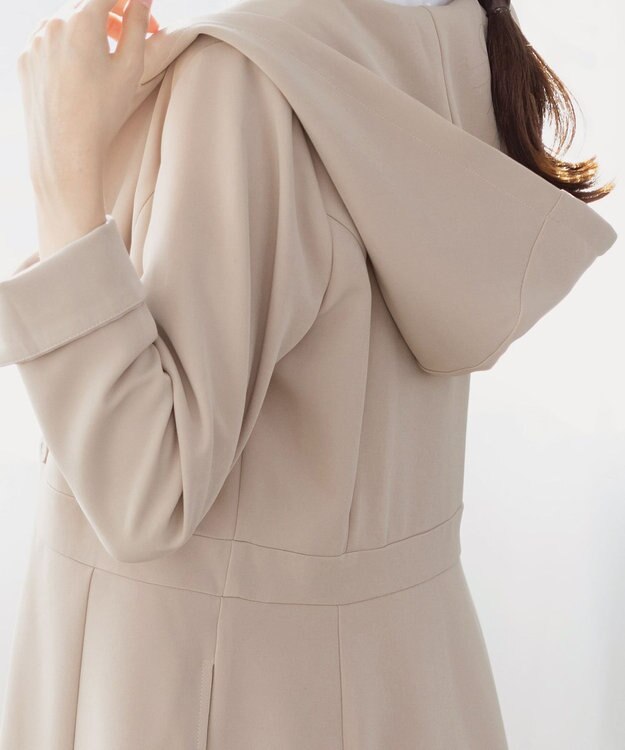 Tiaclasse L 【新色追加・洗える】フーデッドフレアコート グレージュ