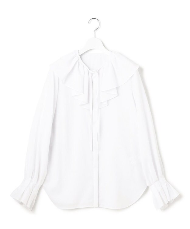 23区 【GOLD LABEL】シアーコットン ラッフル襟 ブラウス ホワイト系