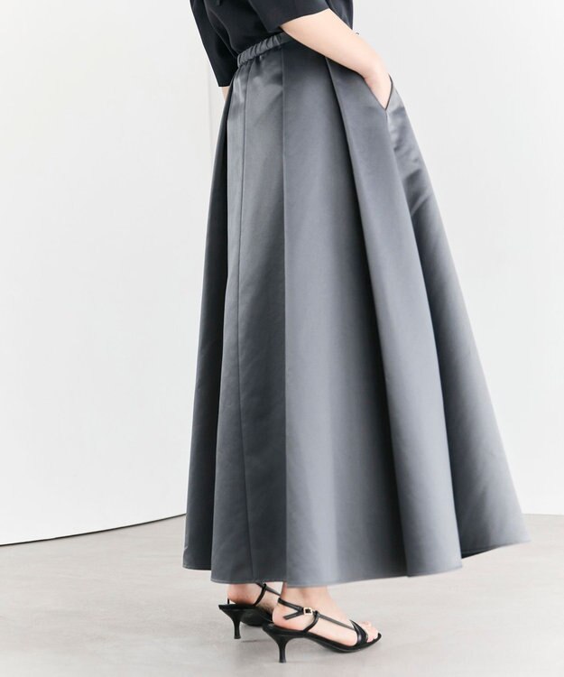 #Newans ヘビーサテンフレアースカート グレー