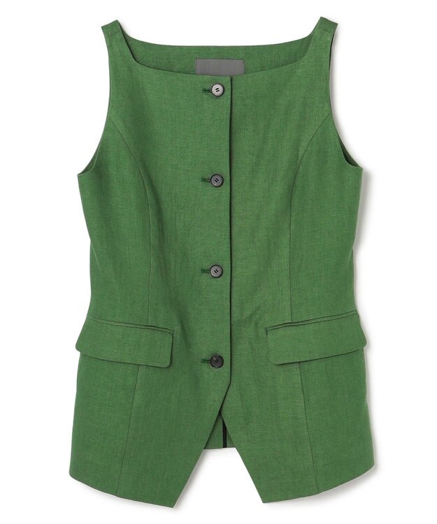 uncrave リネンオックスフォード ジレブラウス グリーン