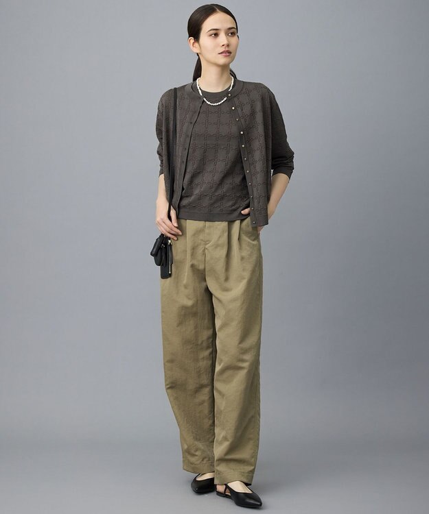 自由区 L ジオメトリックアセテート カーディガン ブラウン