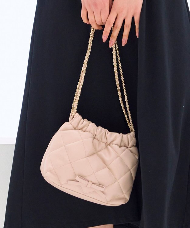 Feroux キルティング＆エコファー チェーンバッグ ピンク系