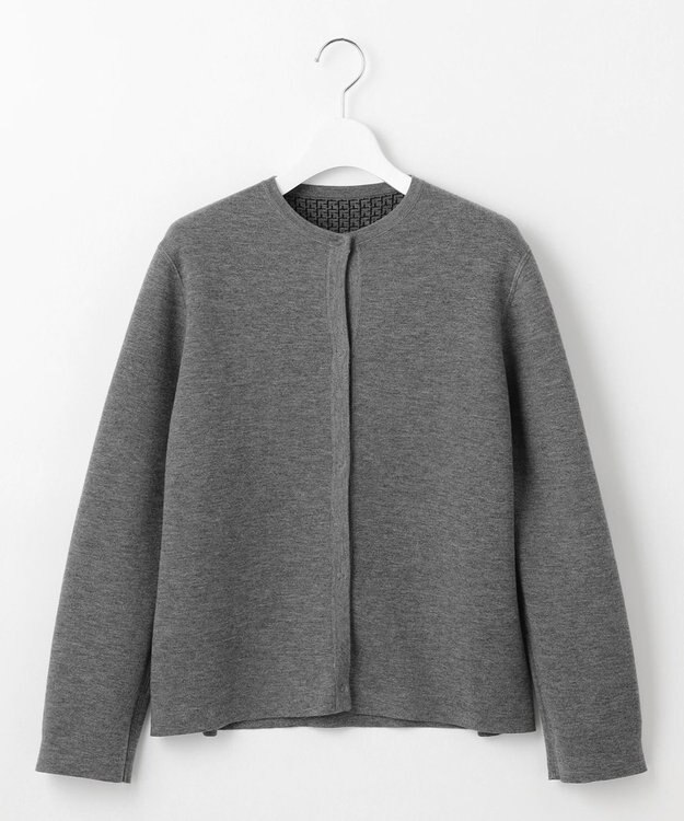 自由区 L 【洗える】リバーシブルニット セットアップ(カーディガン×タイトスカート) グレー×ブラック