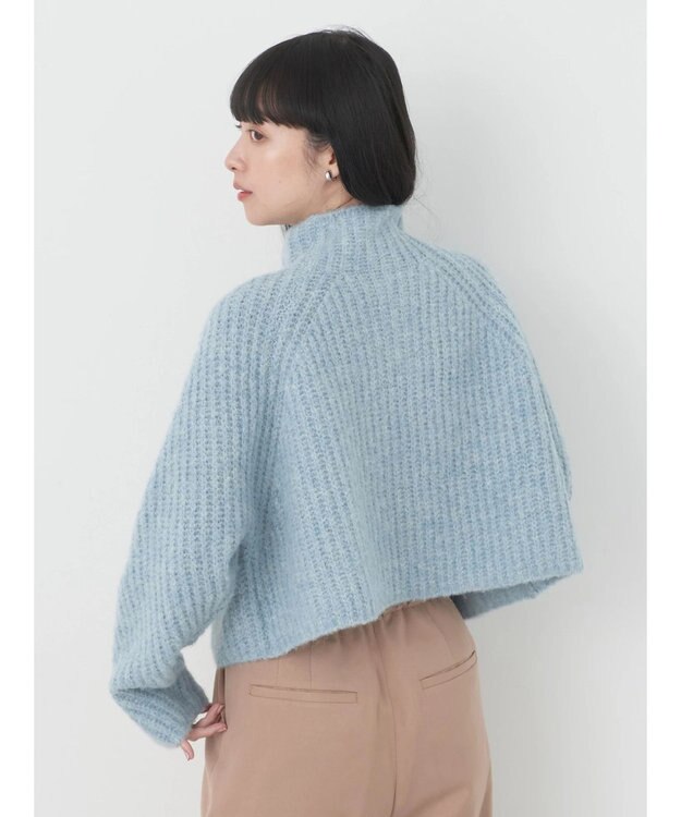 earth music&ecology フワフワＭＩＸハイネックショートニット Light Blue