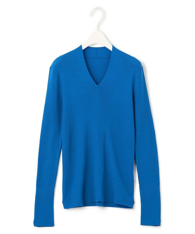 ICB 【洗える】エクストラファインメリノ Vネックプルオーバー サファイア系